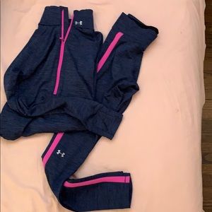 A matching set of leggings and sweat shirt